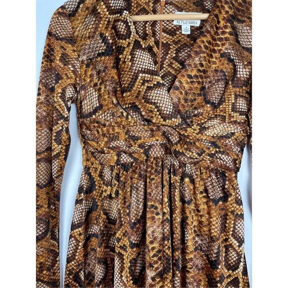 Altuzarra Brown Snake Print Python Long Sleeve Dress Sz 4 - Picture 5 of 8